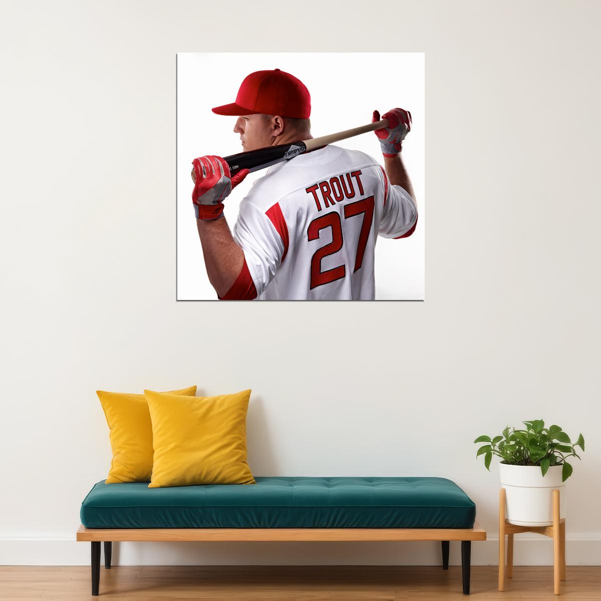 Mike Trout Baseball Poster Mlb Superstar Wall Art Motivational Sports Print - xonomax
