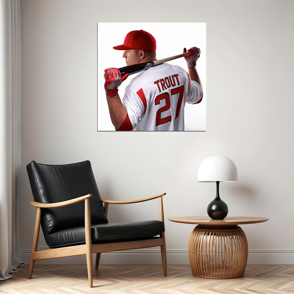 Mike Trout Baseball Poster Mlb Superstar Wall Art Motivational Sports Print - xonomax