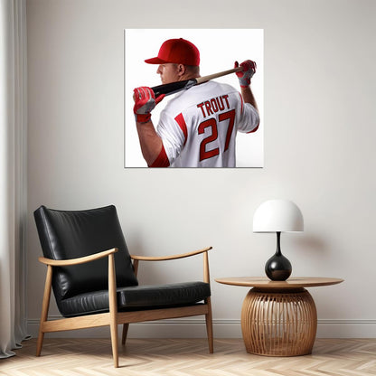Mike Trout Baseball Poster Mlb Superstar Wall Art Motivational Sports Print - xonomax
