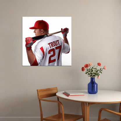 Mike Trout Baseball Poster Mlb Superstar Wall Art Motivational Sports Print - xonomax