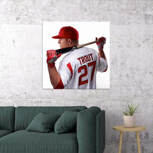 Mike Trout Baseball Poster Mlb Superstar Wall Art Motivational Sports Print - xonomax