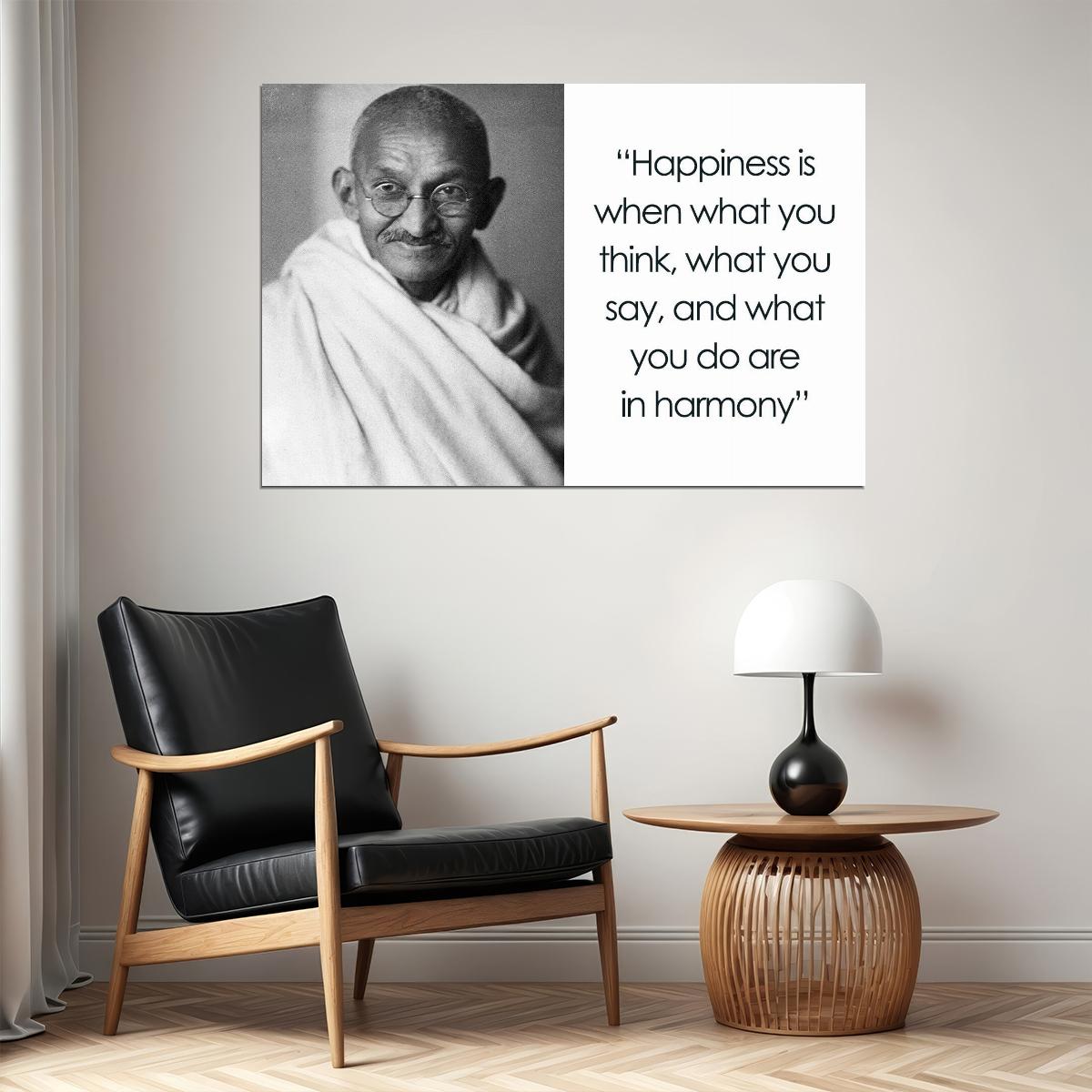 Mahatma Gandhi Quote Poster Inspirational Leader Wall Art