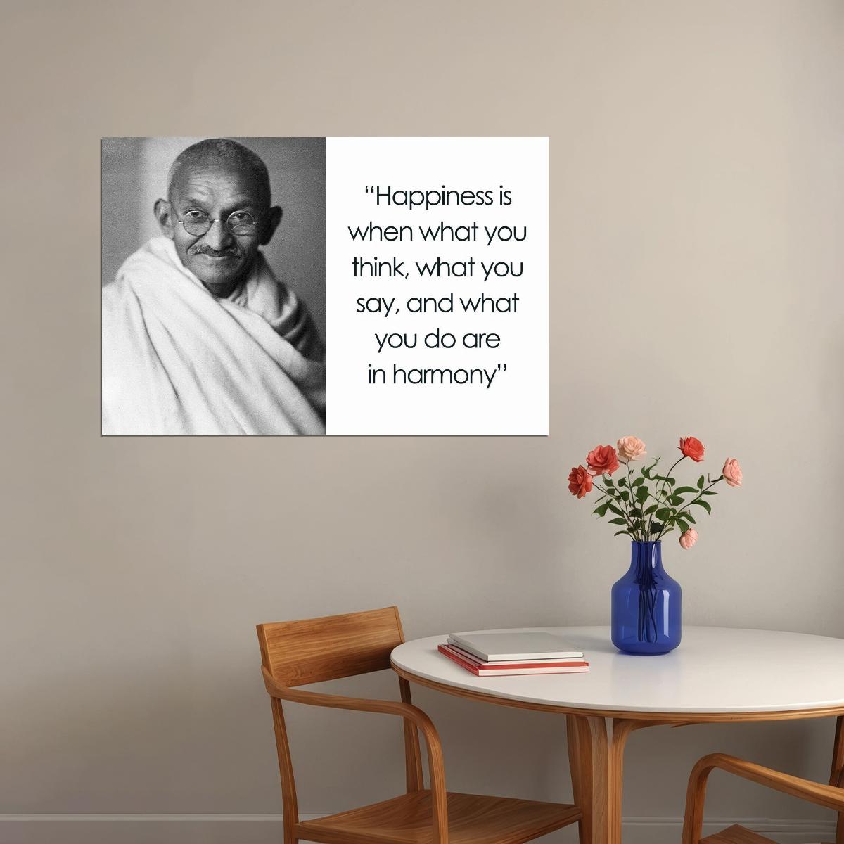 Mahatma Gandhi Quote Poster Inspirational Leader Wall Art