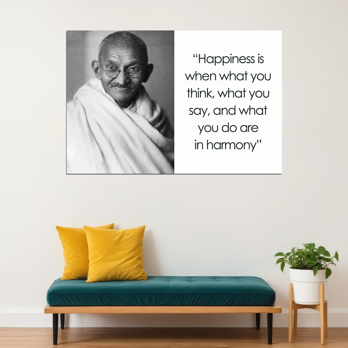 Mahatma Gandhi Quote Poster Inspirational Leader Wall Art