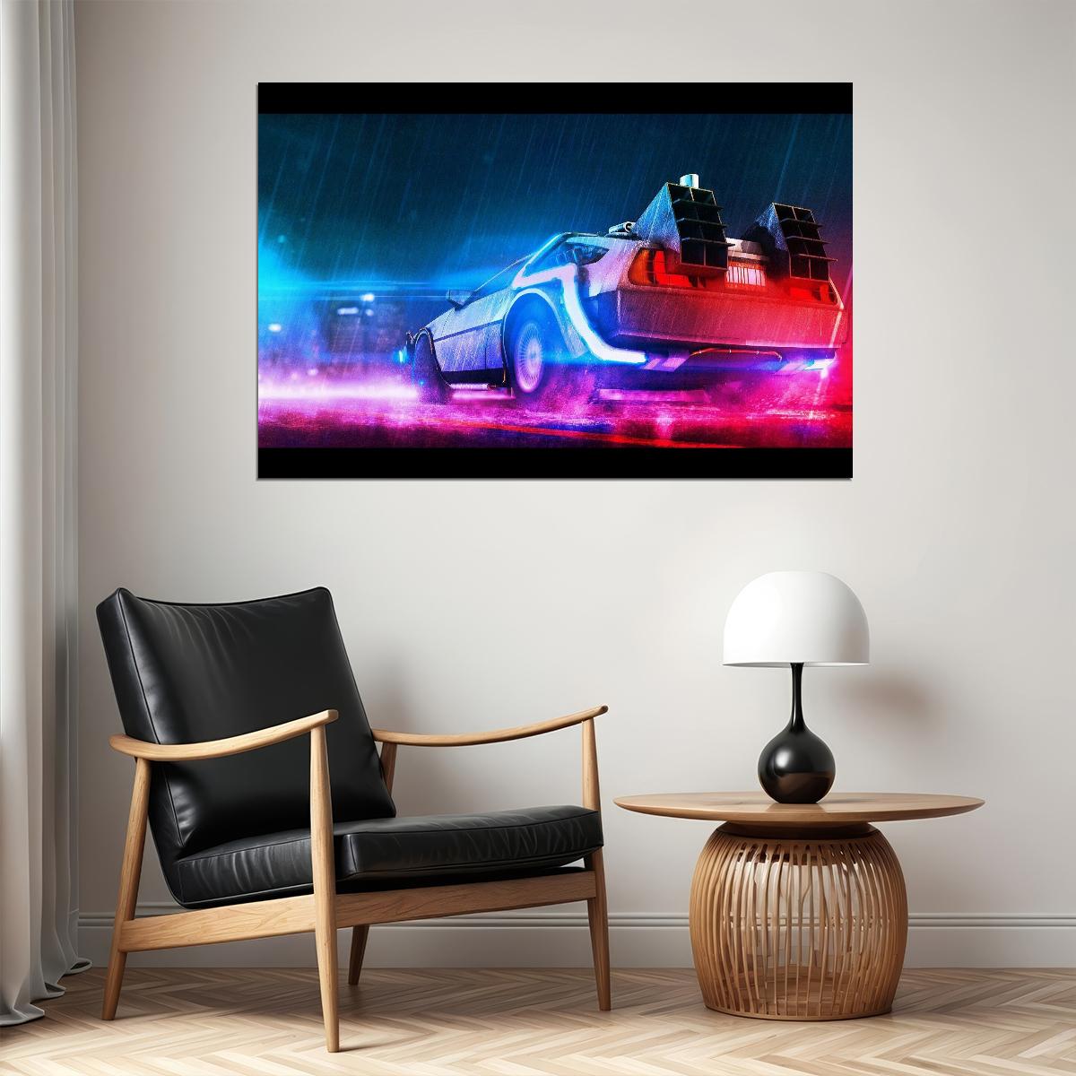 Back To The Future Delorean Poster Sci-fi Movie Wall Art Time Machine Print - xonomax
