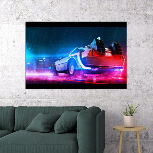 Back To The Future Delorean Poster Sci-fi Movie Wall Art Time Machine Print - xonomax
