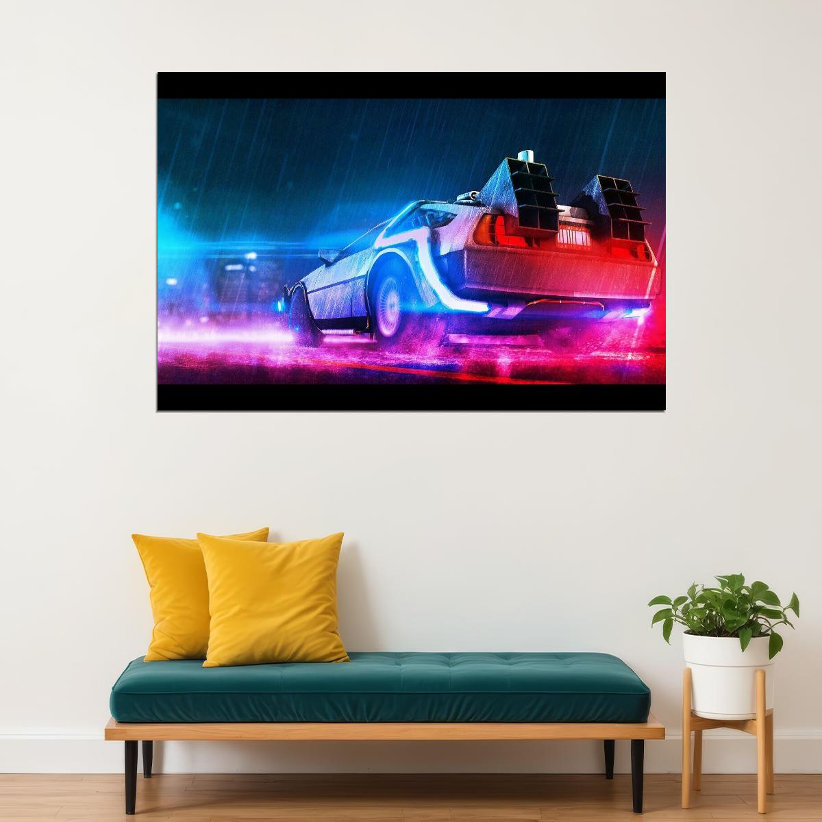 Back To The Future Delorean Poster Sci-fi Movie Wall Art Time Machine Print - xonomax