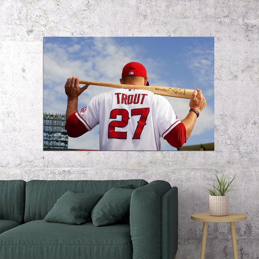 Mike Trout Baseball Poster Mlb Superstar Wall Art Motivational Sports Print - xonomax