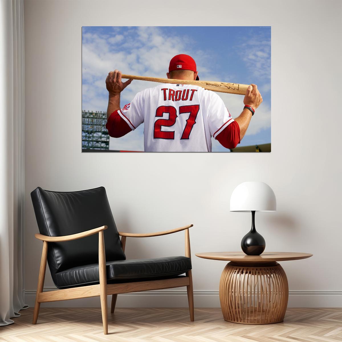 Mike Trout Baseball Poster Mlb Superstar Wall Art Motivational Sports Print - xonomax
