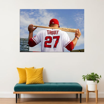 Mike Trout Baseball Poster Mlb Superstar Wall Art Motivational Sports Print - xonomax