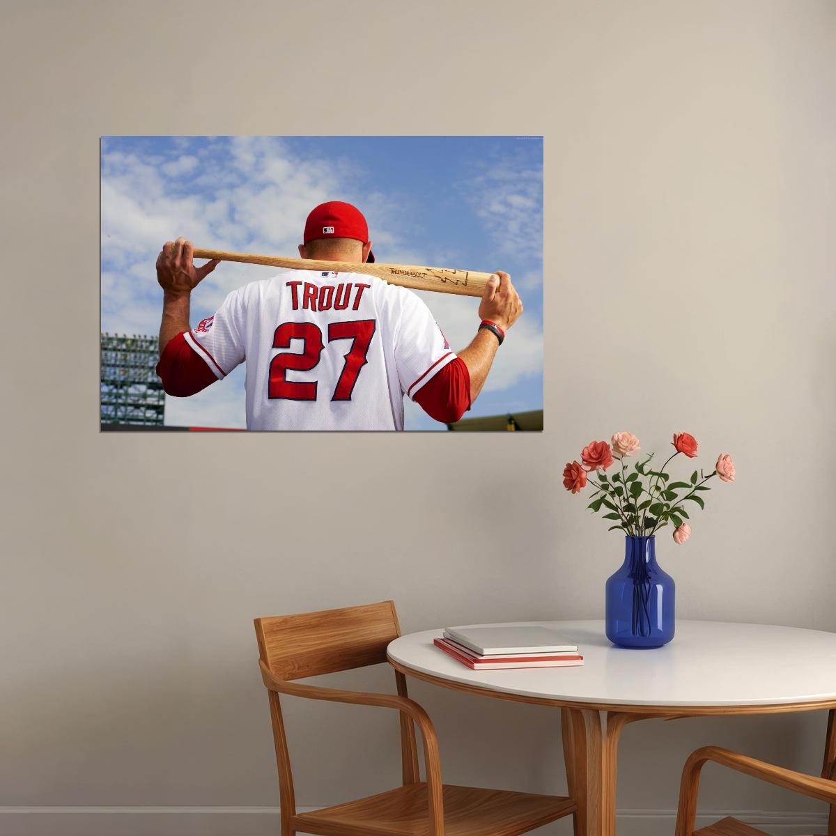 Mike Trout Baseball Poster Mlb Superstar Wall Art Motivational Sports Print - xonomax