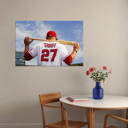 Mike Trout Baseball Poster Mlb Superstar Wall Art Motivational Sports Print - xonomax