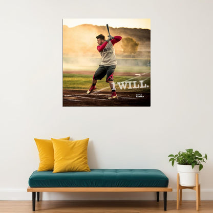 Bryce Harper I Will Motivational Quote Baseball Poster Mlb Player Wall Art Sport Print