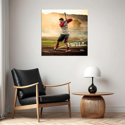 Bryce Harper I Will Motivational Quote Baseball Poster Mlb Player Wall Art Sport Print