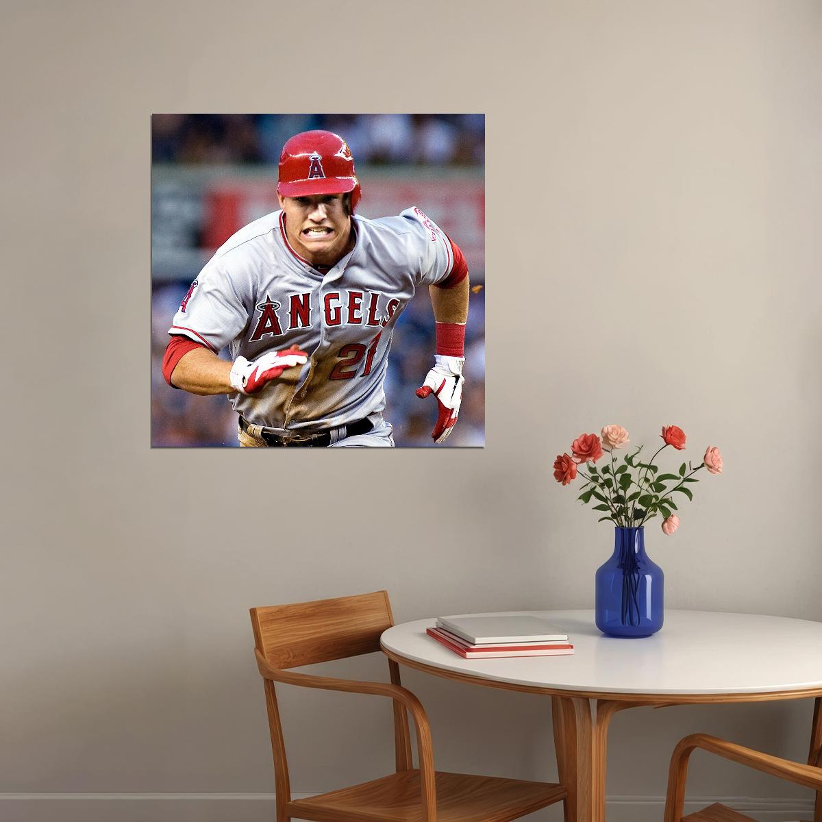 Mike Trout Baseball Poster Mlb Superstar Wall Art Motivational Sports Print - xonomax