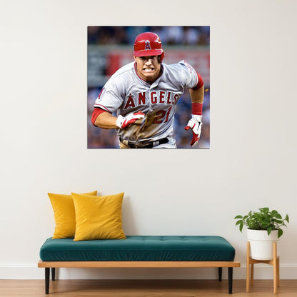 Mike Trout Baseball Poster Mlb Superstar Wall Art Motivational Sports Print - xonomax