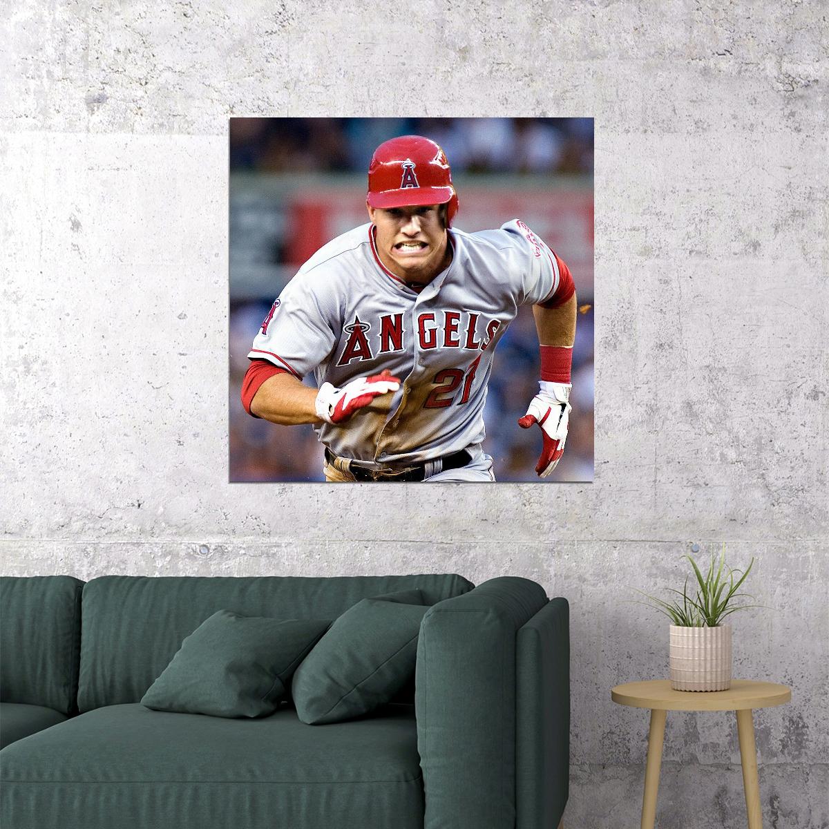 Mike Trout Baseball Poster Mlb Superstar Wall Art Motivational Sports Print - xonomax