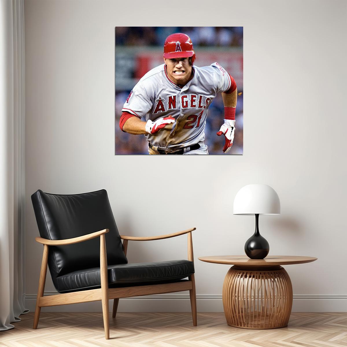 Mike Trout Baseball Poster Mlb Superstar Wall Art Motivational Sports Print - xonomax