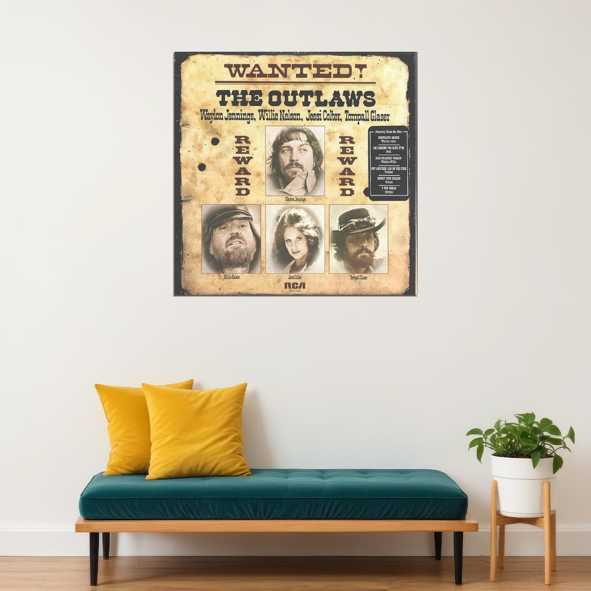 Wanted! The Outlaws Album Cover Art Country Music Poster