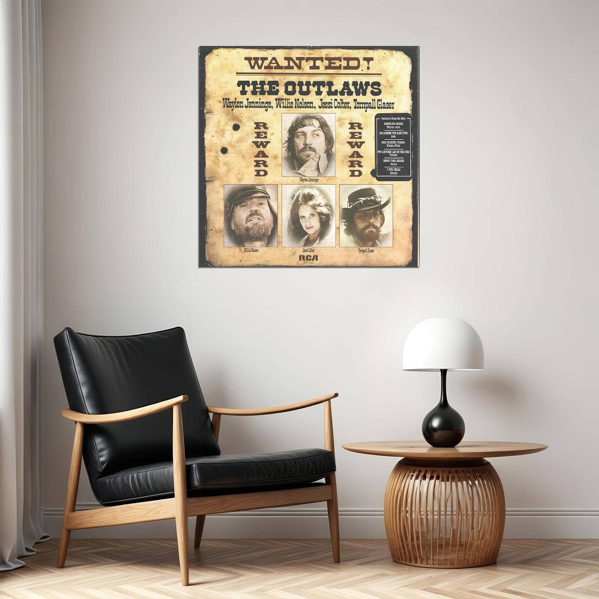 Wanted! The Outlaws Album Cover Art Country Music Poster