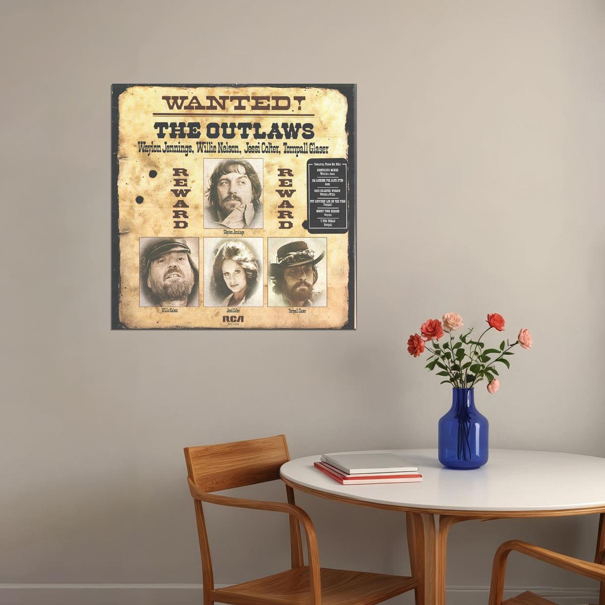 Wanted! The Outlaws Album Cover Art Country Music Poster