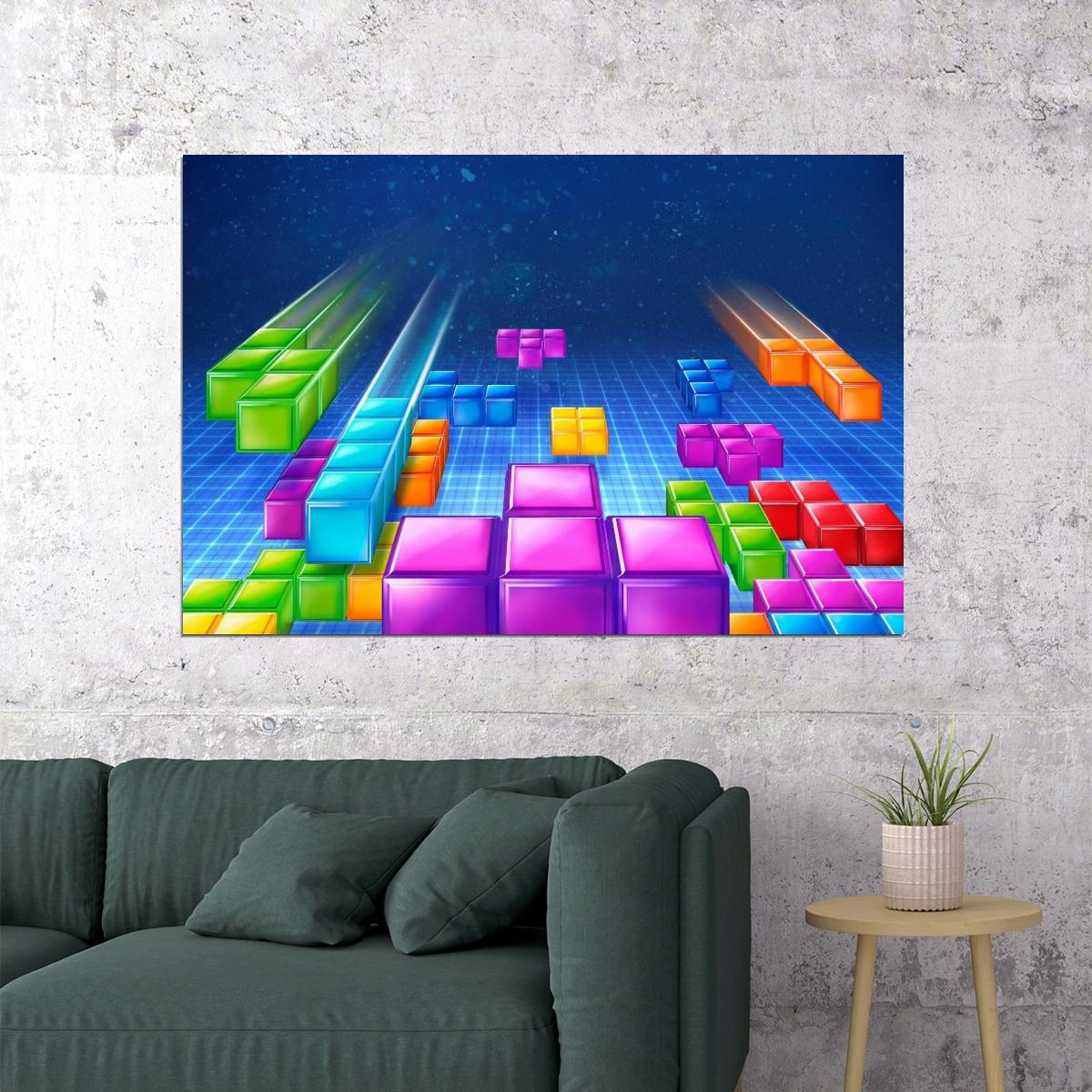 Tetris Video Game Poster Iconic Retro 80s 90s Game Wall Art