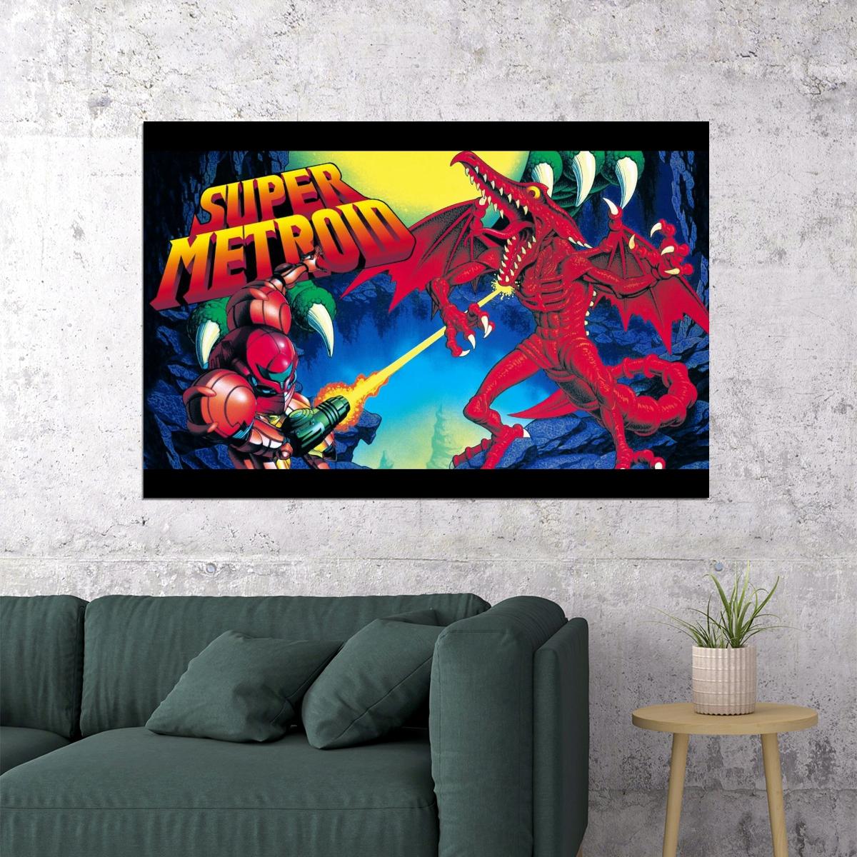 Super Metroid Nintendo Video Game Poster Iconic Retro Sci-fi Wall Art