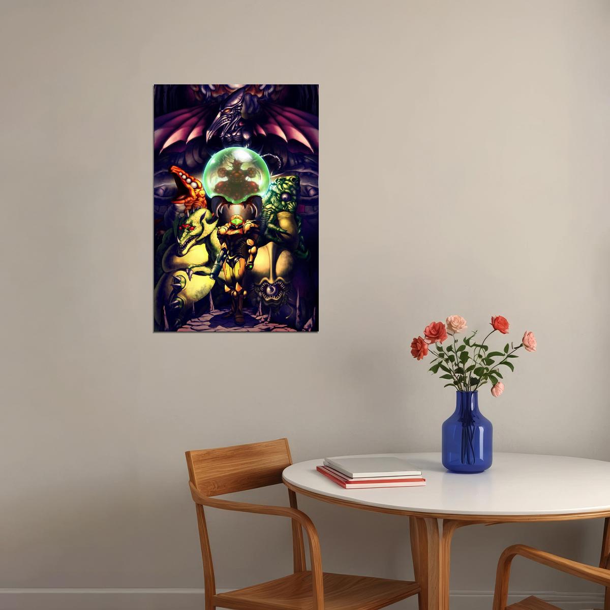 Super Metroid Nintendo Video Game Poster Iconic Retro Sci-fi Wall Art