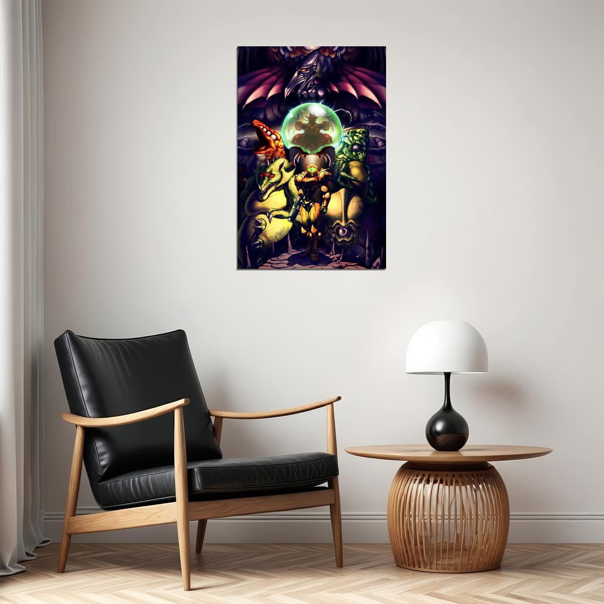 Super Metroid Nintendo Video Game Poster Iconic Retro Sci-fi Wall Art