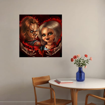 Chucky & Tiffany Movie Poster Horror Film Wall Art Cult Classic Print - xonomax