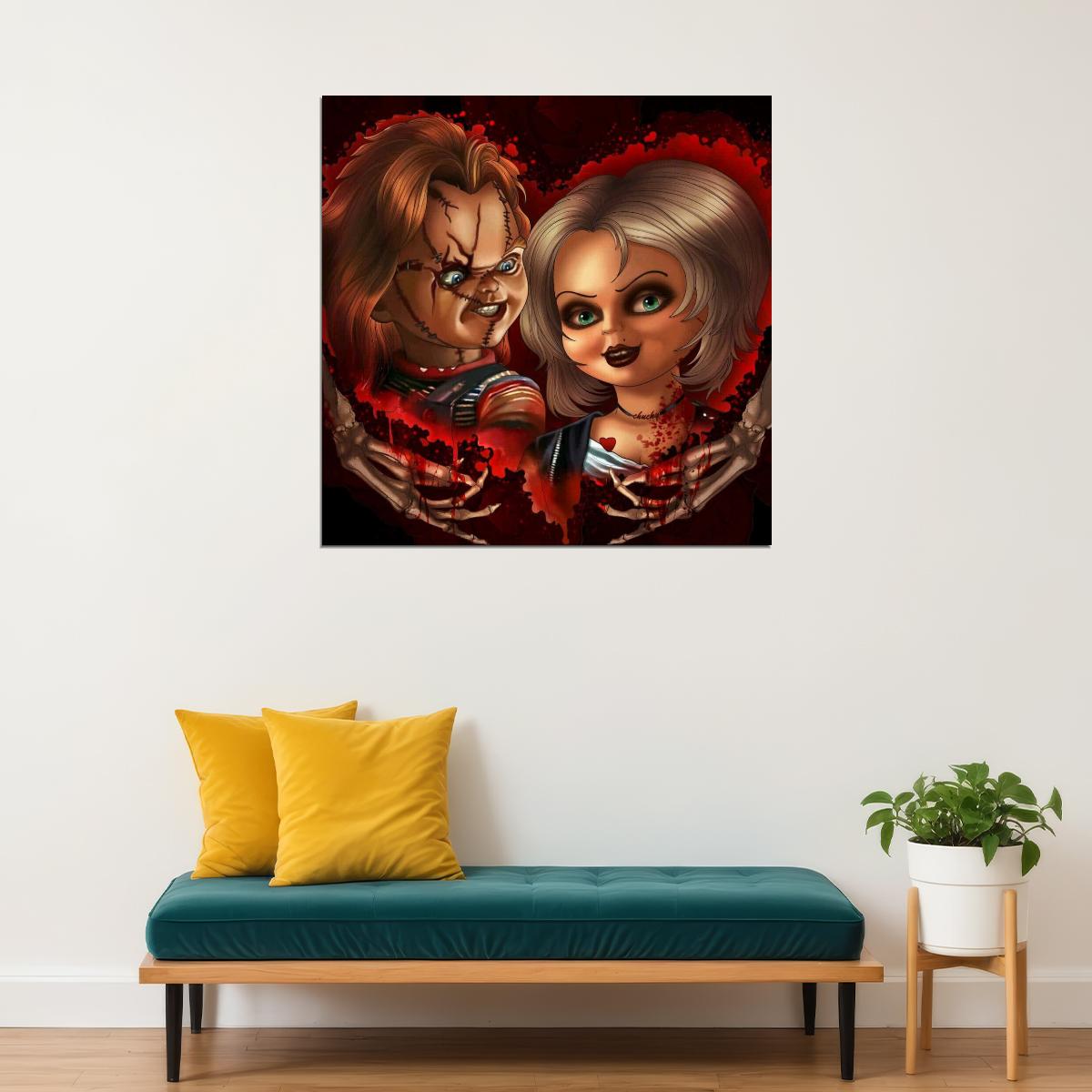 Chucky & Tiffany Movie Poster Horror Film Wall Art Cult Classic Print - xonomax