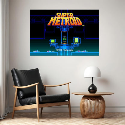 Super Metroid Nintendo Video Game Poster Iconic Retro Sci-fi Wall Art - xonomax