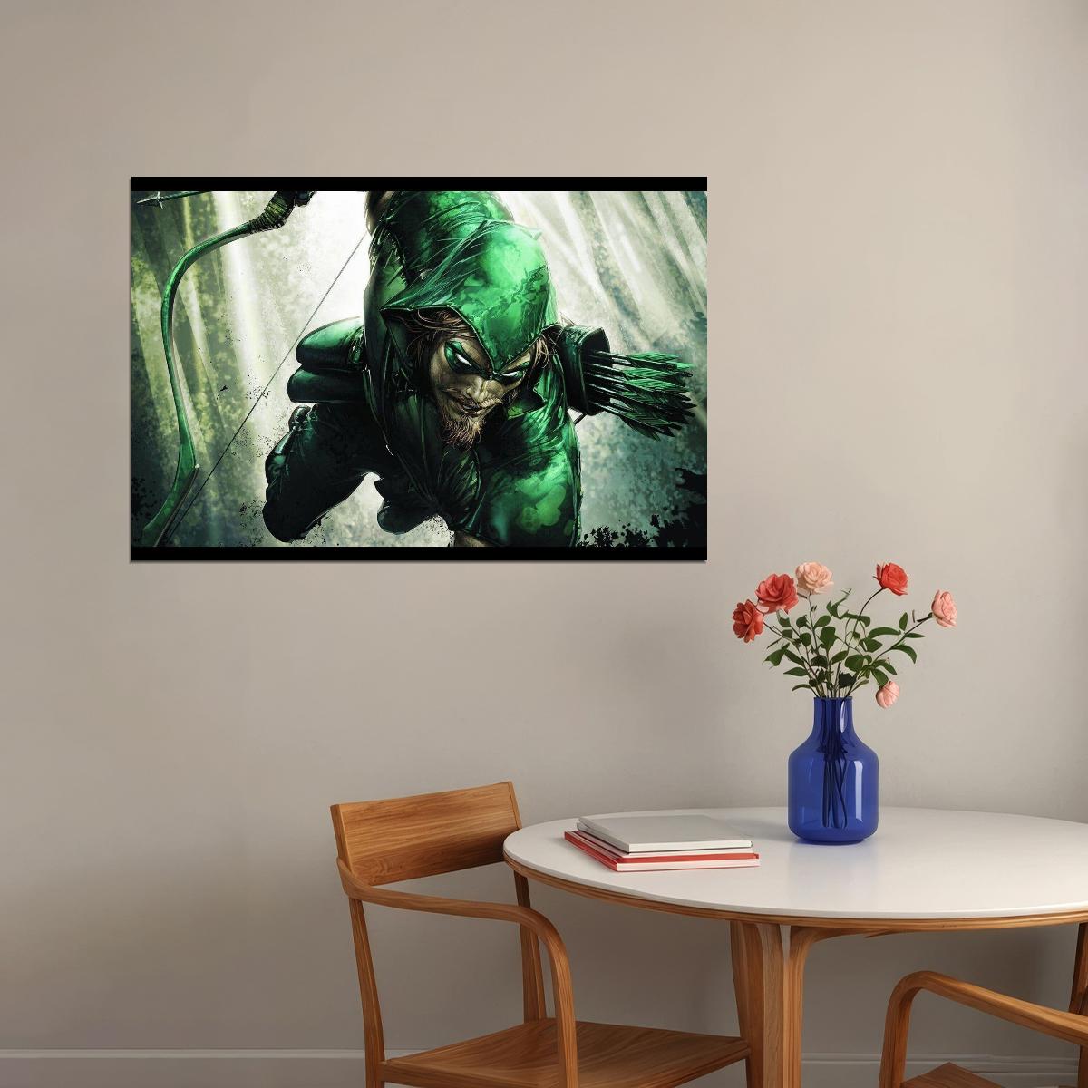 Green Arrow (oliver Queen) Movie Poster Dc Comics Superhero Wall Art Comic Book Print - xonomax