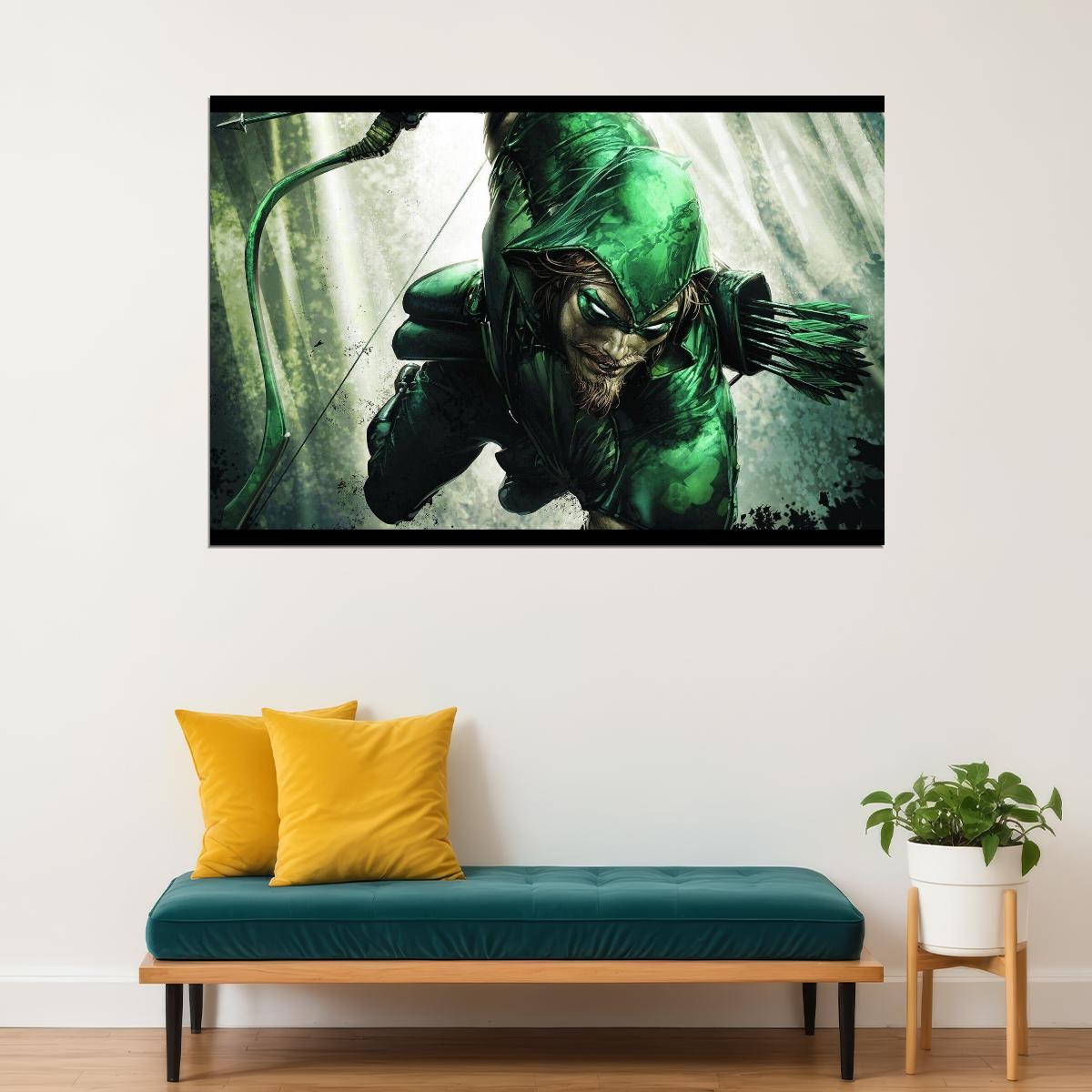 Green Arrow (oliver Queen) Movie Poster Dc Comics Superhero Wall Art Comic Book Print - xonomax
