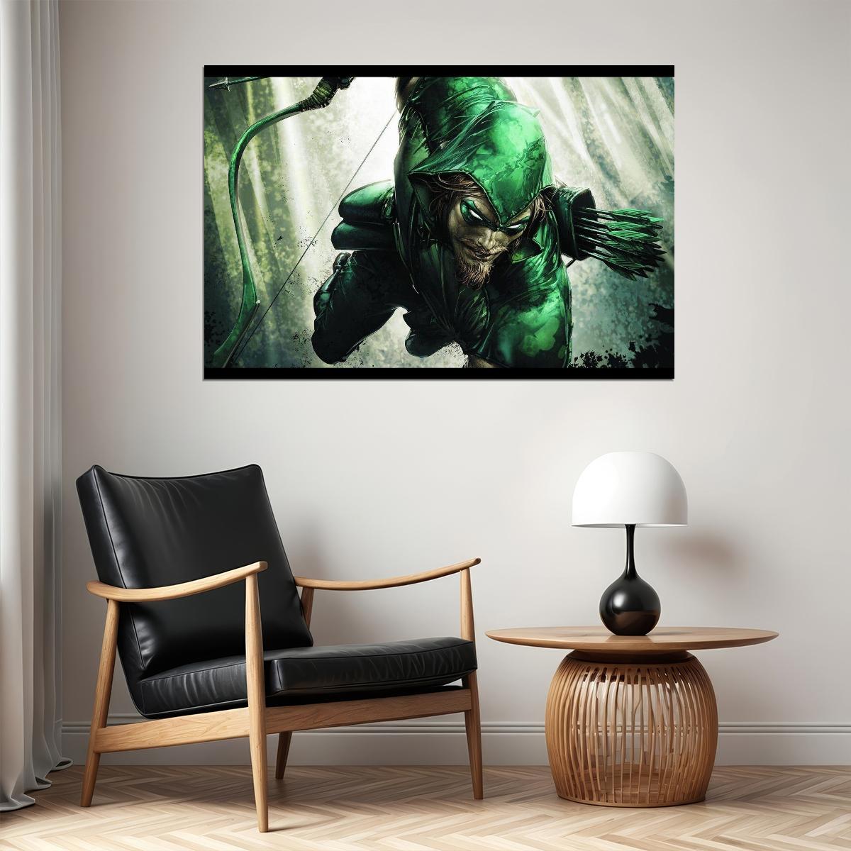 Green Arrow (oliver Queen) Movie Poster Dc Comics Superhero Wall Art Comic Book Print - xonomax