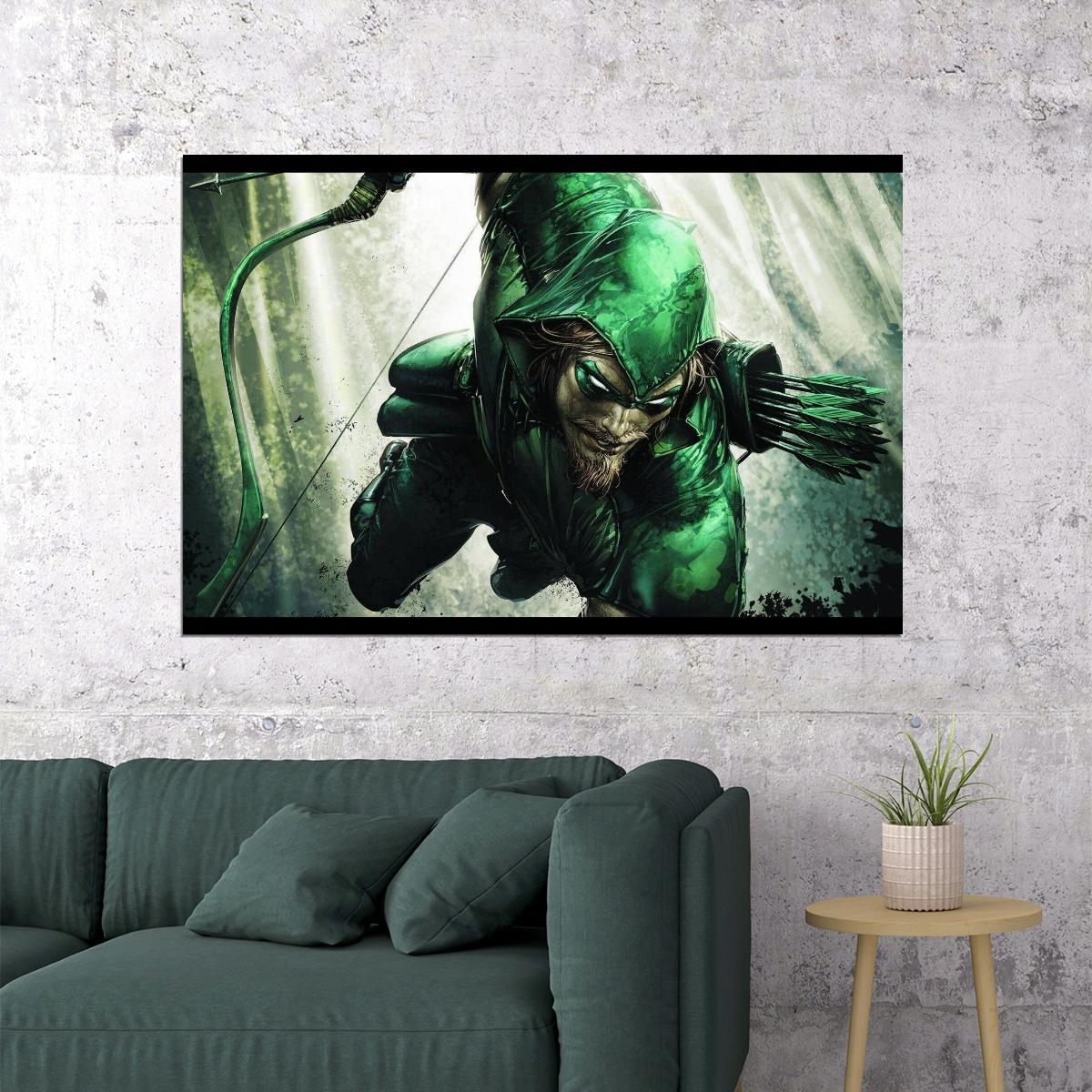 Green Arrow (oliver Queen) Movie Poster Dc Comics Superhero Wall Art Comic Book Print - xonomax