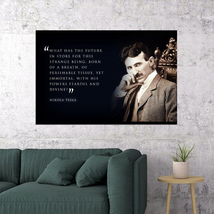 Nikola Tesla Inspirational Poster Famous Inventor Motivational Wall Art