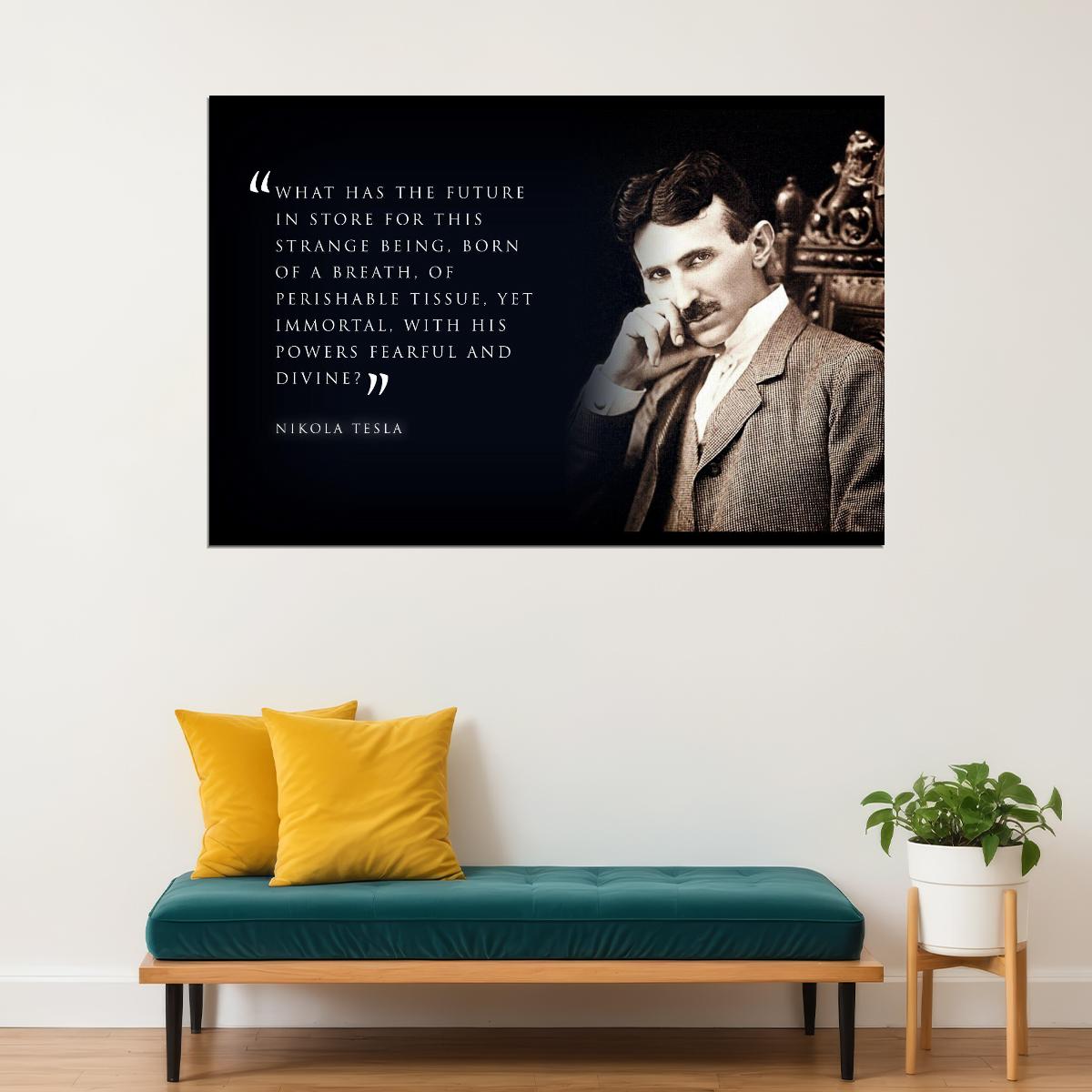 Nikola Tesla Inspirational Poster Famous Inventor Motivational Wall Art