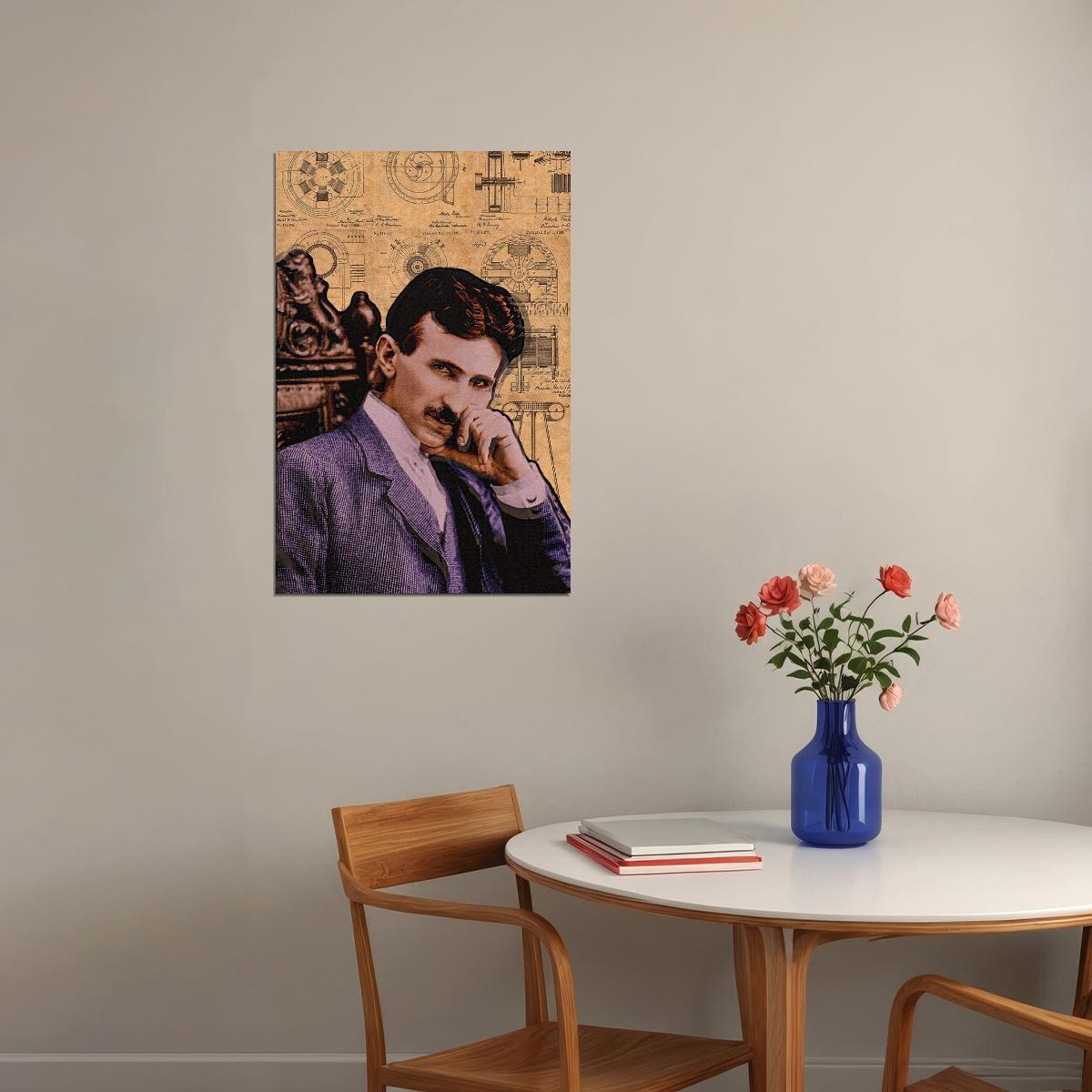 Nikola Tesla Inspirational Poster Famous Inventor Motivational Wall Art