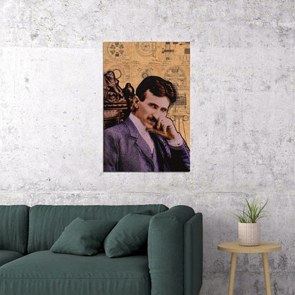 Nikola Tesla Inspirational Poster Famous Inventor Motivational Wall Art