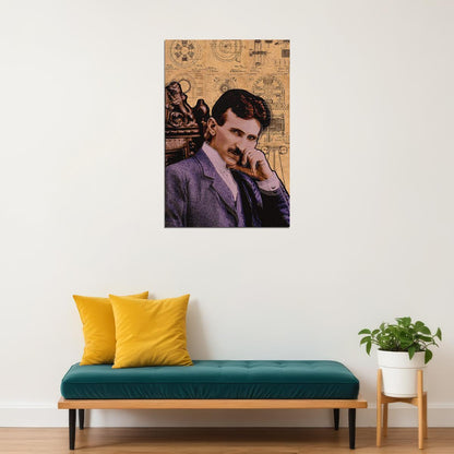 Nikola Tesla Inspirational Poster Famous Inventor Motivational Wall Art