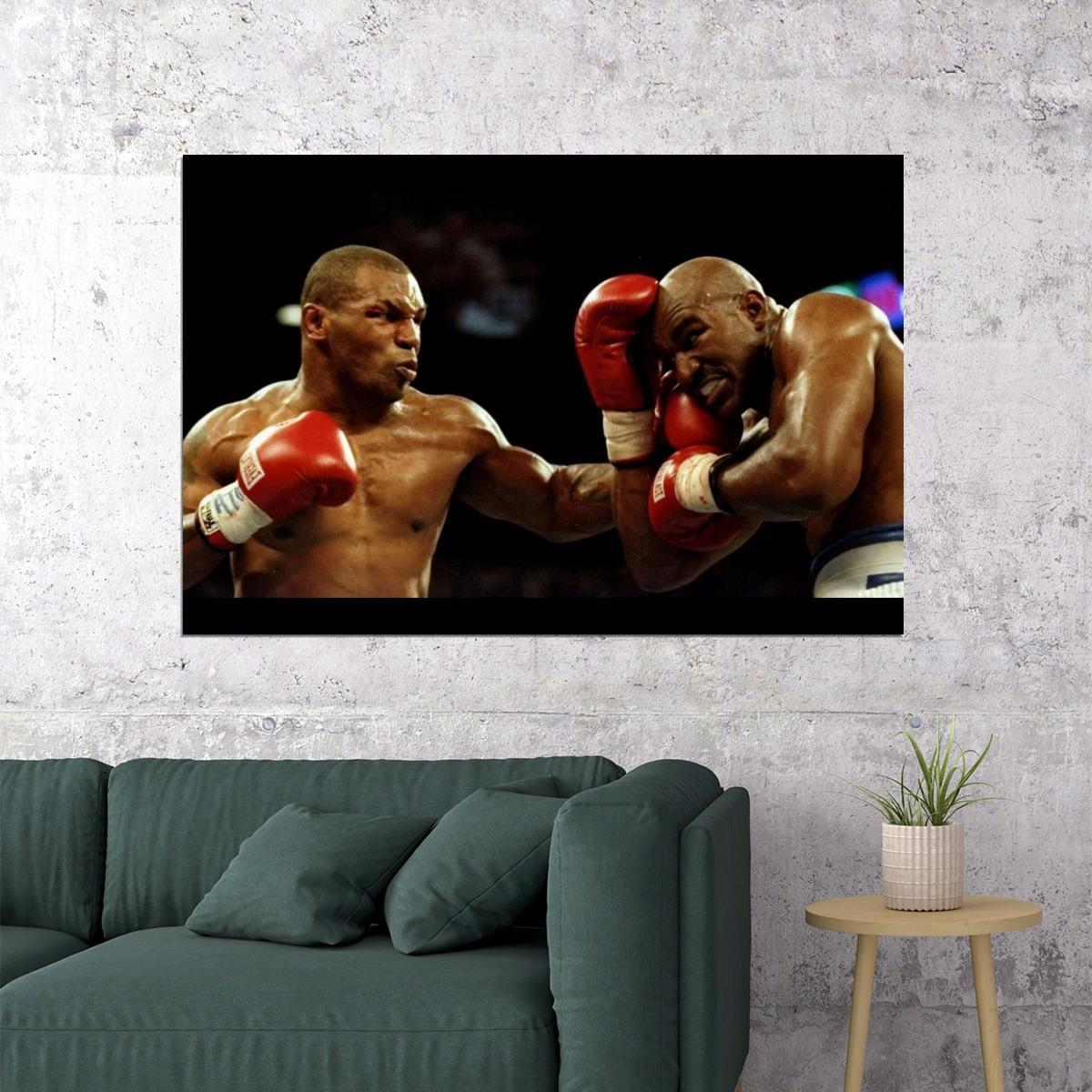 Mike Tyson Vs Evander Holyfield Boxing Poster Motivational Sports Print Wall Art - xonomax