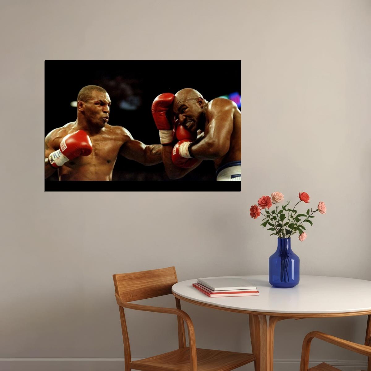 Mike Tyson Vs Evander Holyfield Boxing Poster Motivational Sports Print Wall Art - xonomax