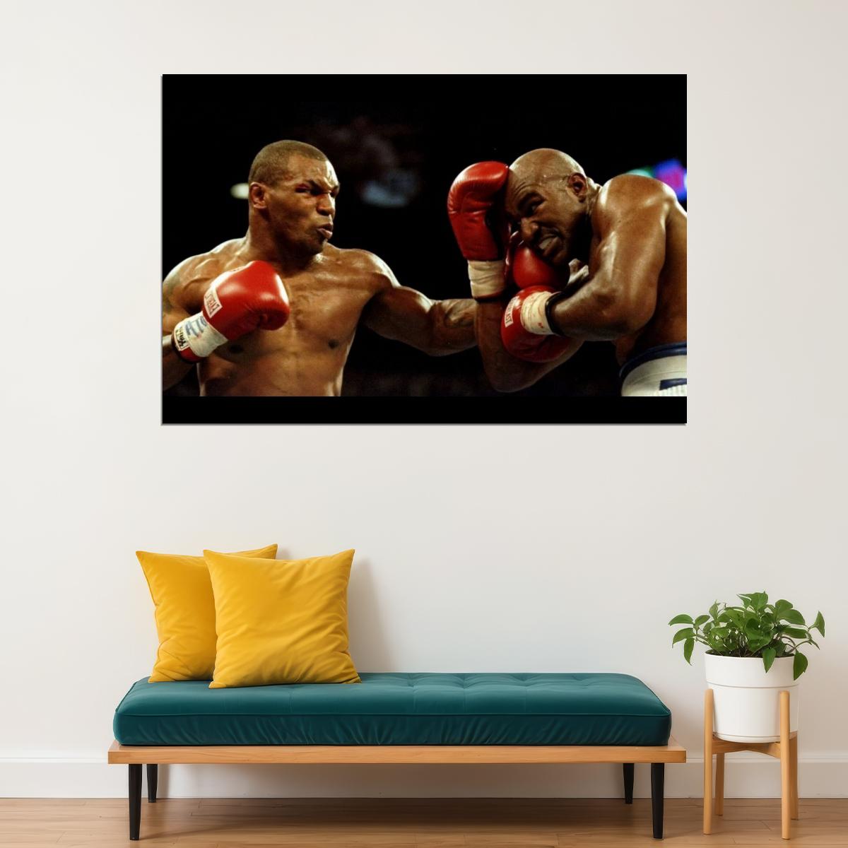 Mike Tyson Vs Evander Holyfield Boxing Poster Motivational Sports Print Wall Art - xonomax