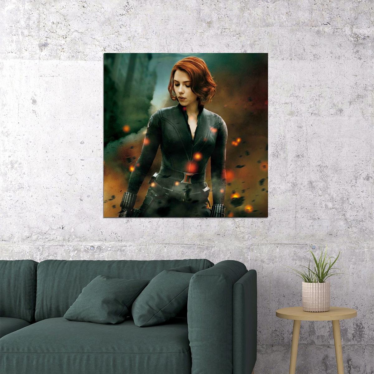 Scarlett Johansson Black Widow Movie Poster Iconic Marvel Superhero Wall Print