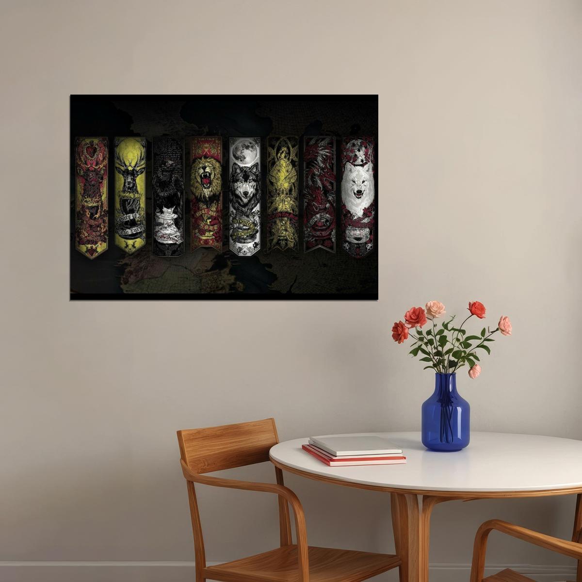 Game Of Thrones Houses Tv Series Poster Fantasy Drama Wall Art Hbo Show Print - xonomax