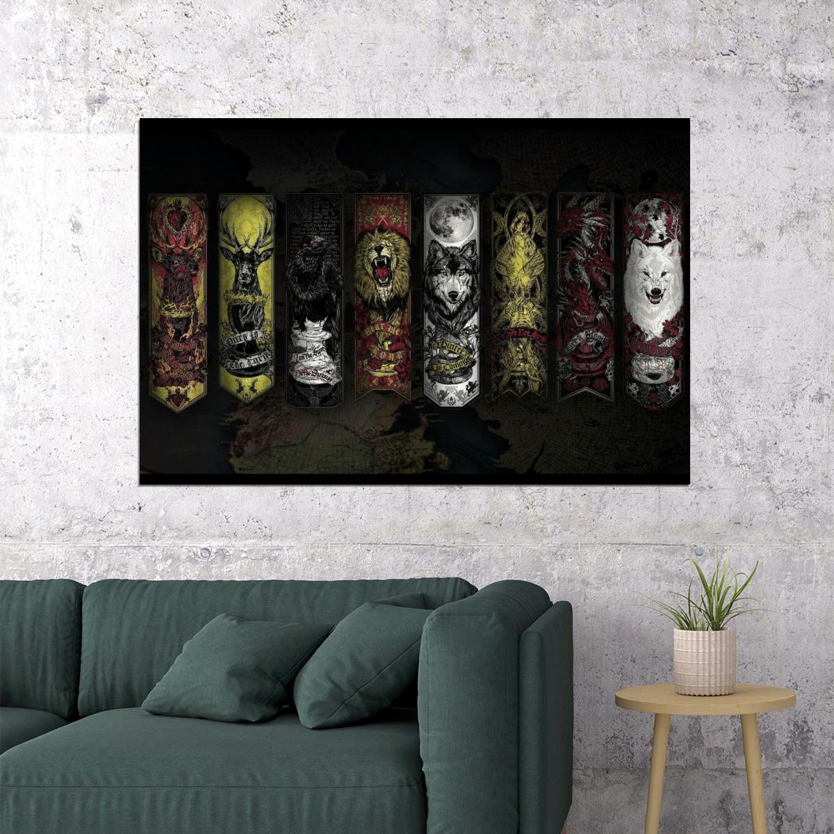 Game Of Thrones Houses Tv Series Poster Fantasy Drama Wall Art Hbo Show Print - xonomax