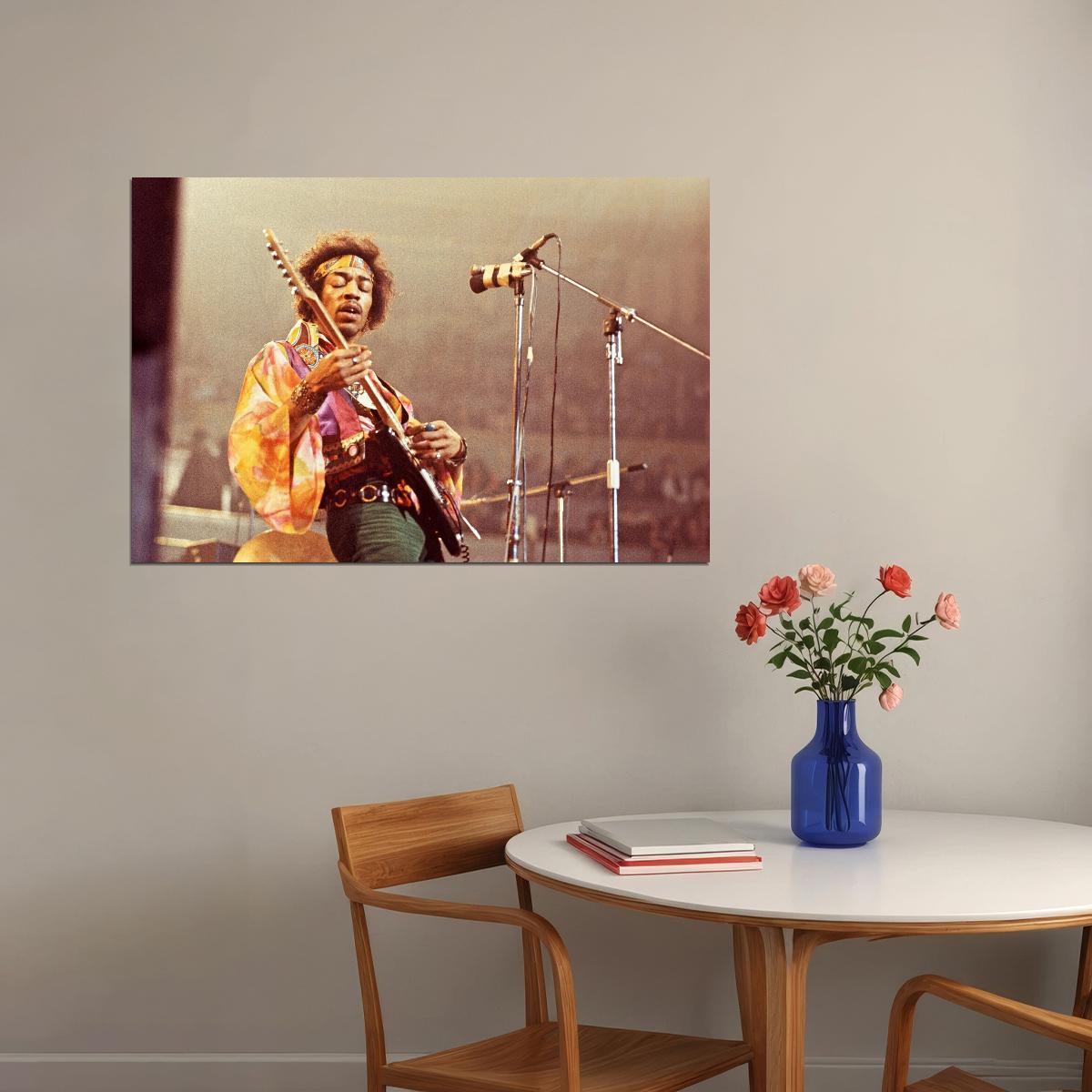 Jimi Hendrix Music Poster Rock Legend Wall Art