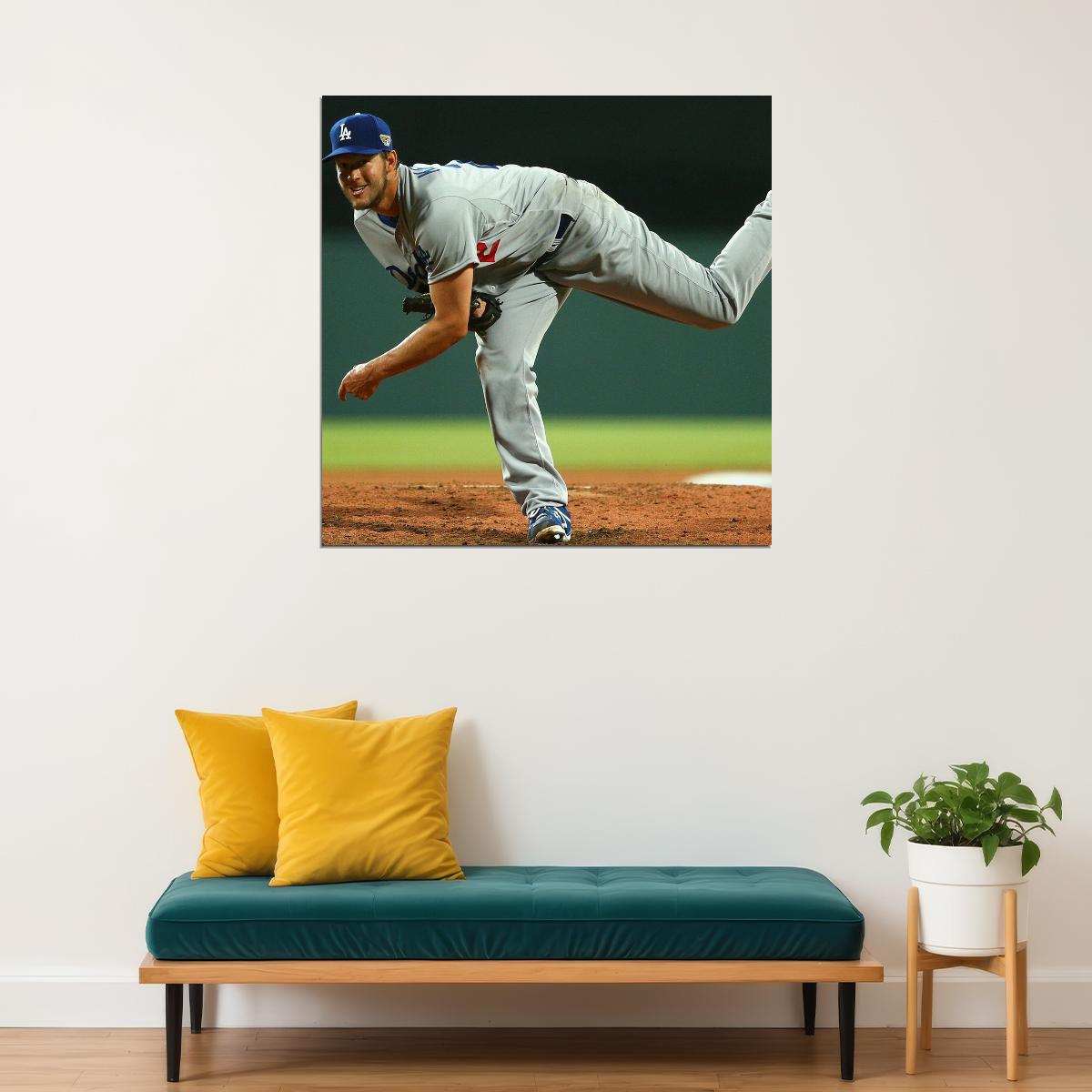 Clayton Kershaw Baseball Poster Mlb Pitcher Wall Art Los Angeles Dodgers Sports Print - xonomax