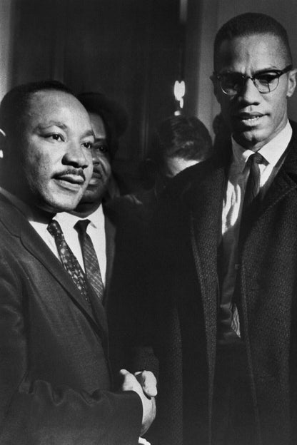 Martin Luther King Jr. & Malcolm X Poster Famous Leaders Wall Art Inspirational